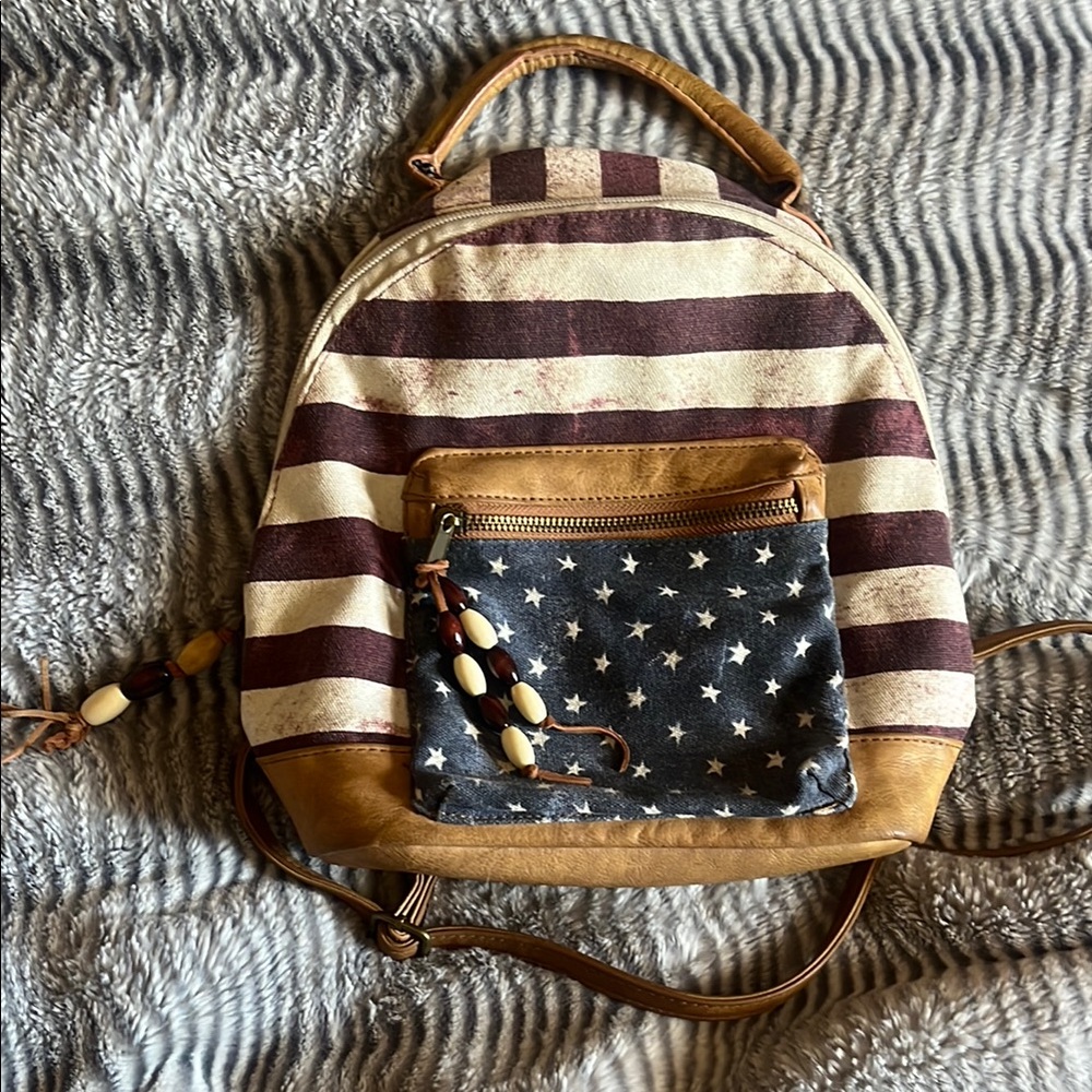Striped And Star Patterned Backpack - image 1